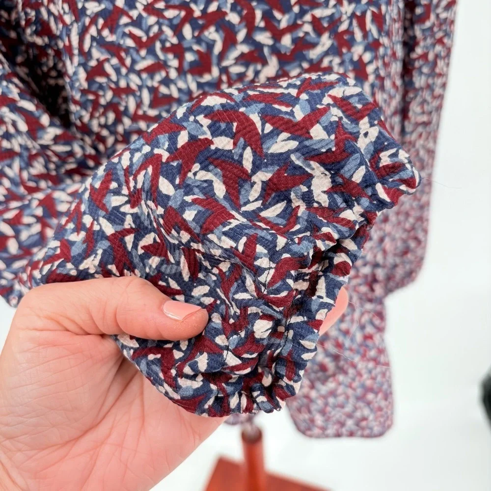 Tory Burch Silk‎ Blend Patterned Long Sleeve Blouse Size 8